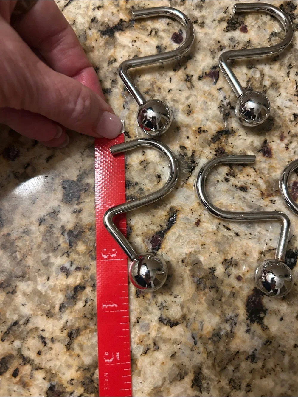 Polished Chrome Shower Curtain Hooks with Ball Ends - Set of 12